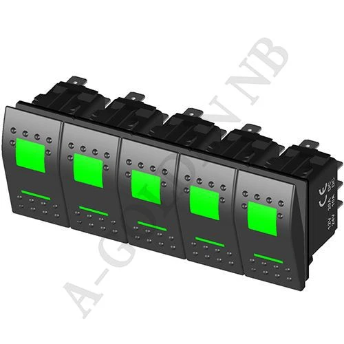 DPDT 7P Green Rocker Switch